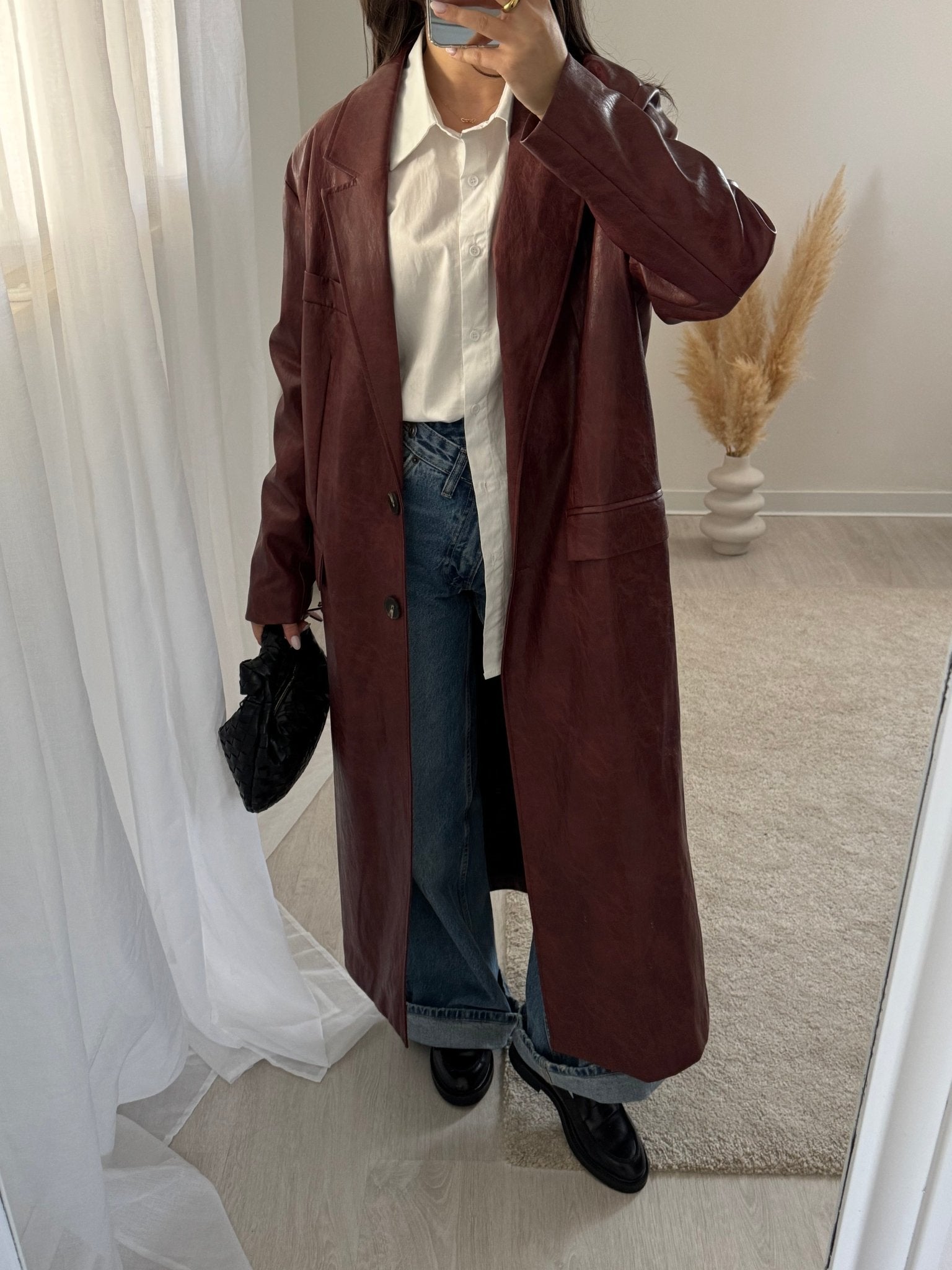 TRENCH ECOPELLE BORDEAUX - Moonamì