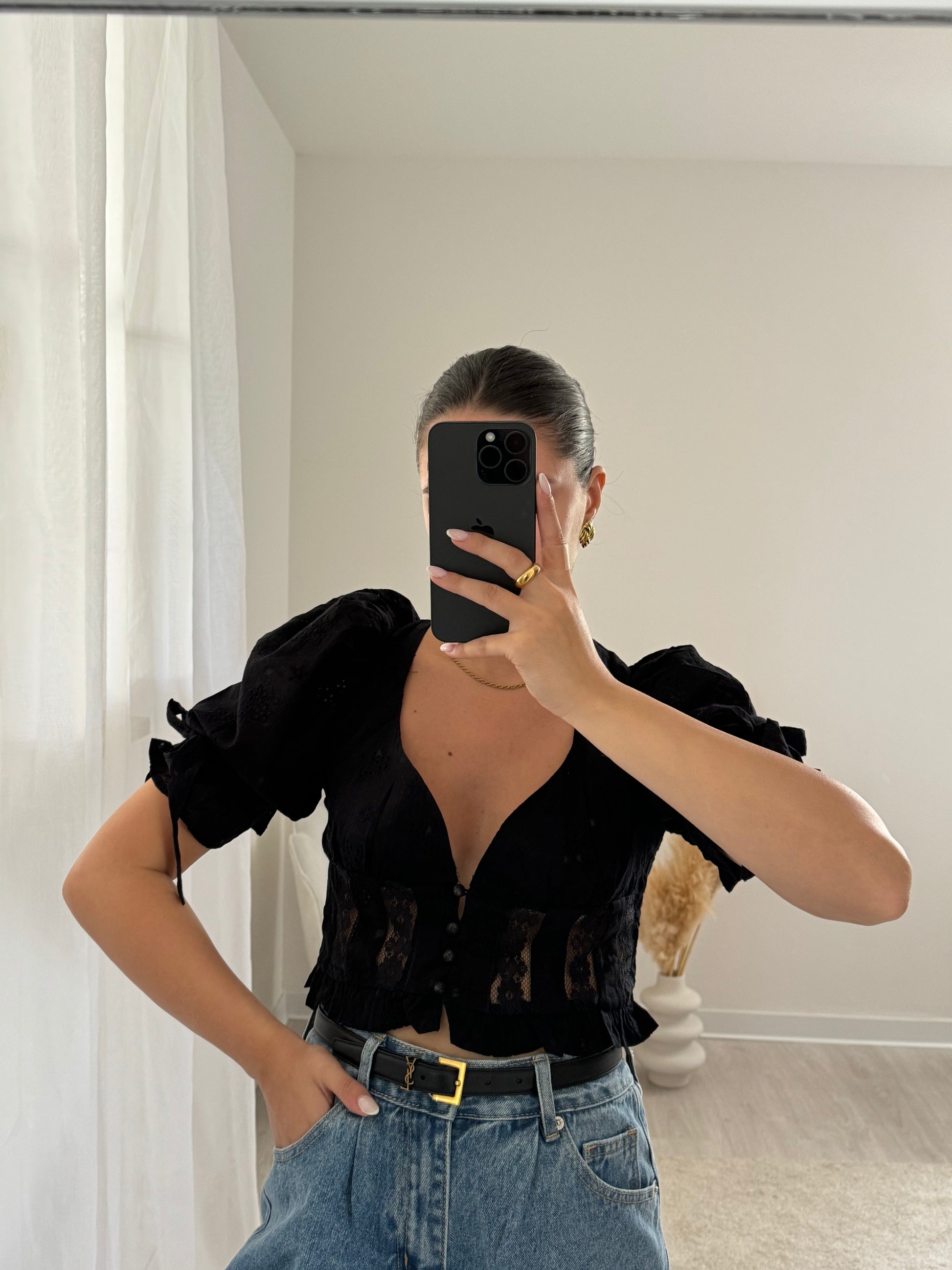 Top Fiore nero - Moonamì