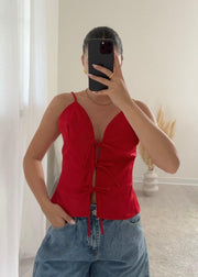 Top fiocchetti rosso - Moonamì