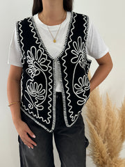 Gilet con ricami nero